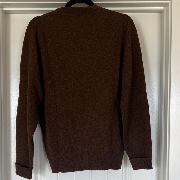 Vintage L.L. Bean Lambswool Sweater – Marled Brown V-Neck (Made in Scotland) - Picture 2 of 7